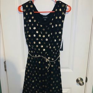 Brand new black and gold polka dot dress